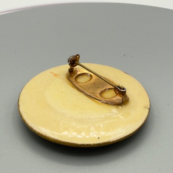 Antique Japanese Satsuma Ceramic Porcelain Hand Painted Brooch Pin Birds Flowers - Picture 12 of 13